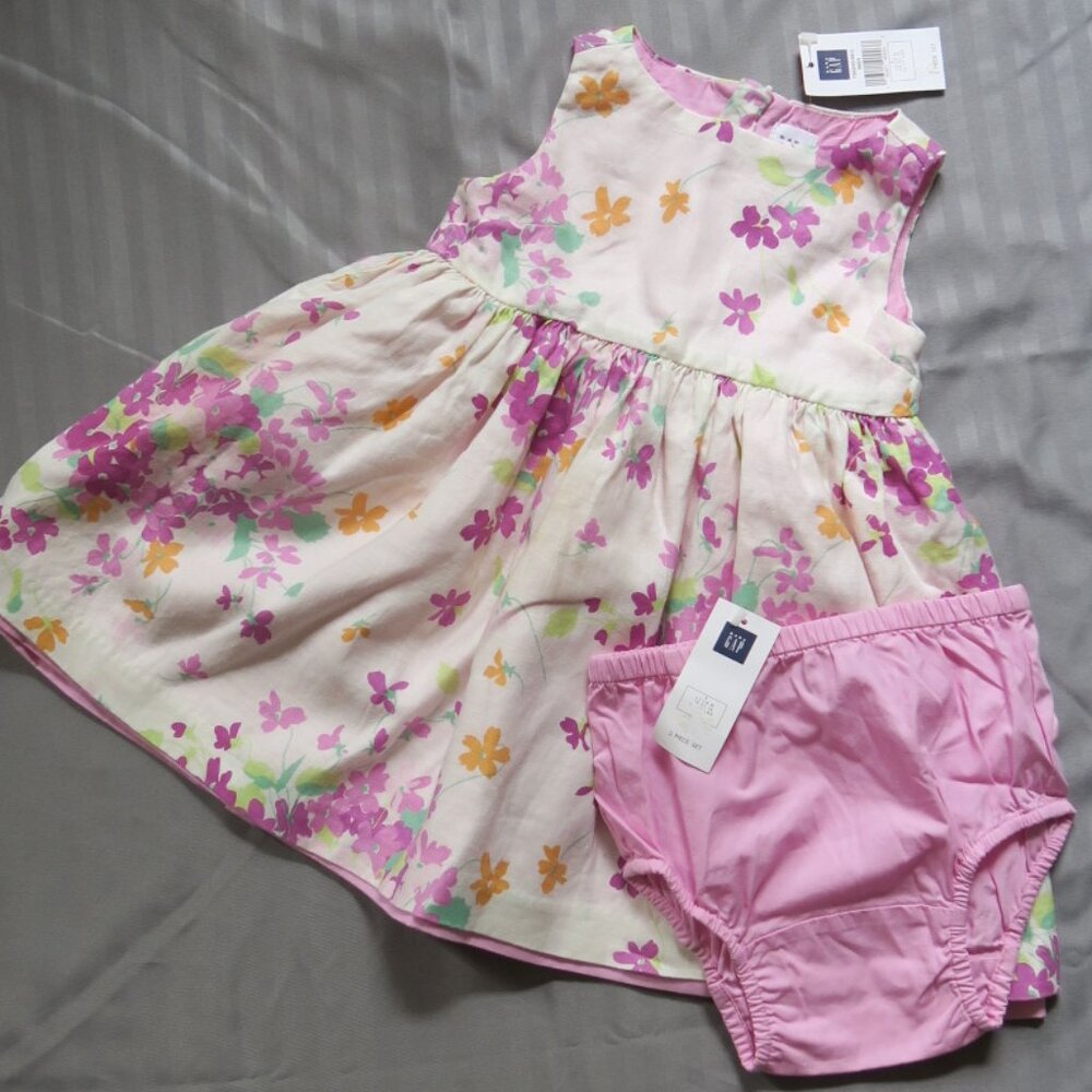 BabyGap Girls 2 Piece Floral Lined Dress 12-18 Months  NWT